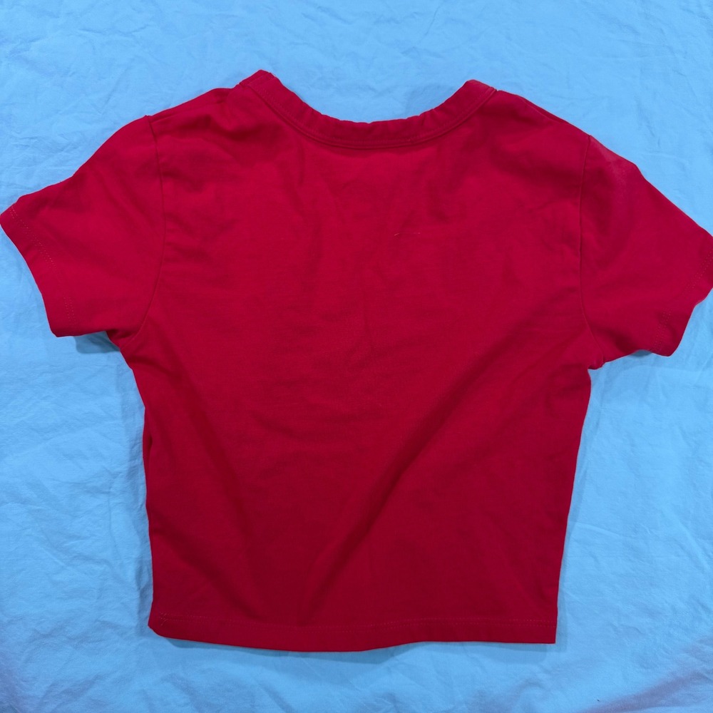 Cotton On Womens XXS Red Micro Crop Tee Short Sleeve Crew Neck Baby Tee Solid - Picture 3 of 7